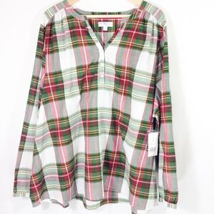 Plaid Shirt Red Green Long Sleeve NWT 3X